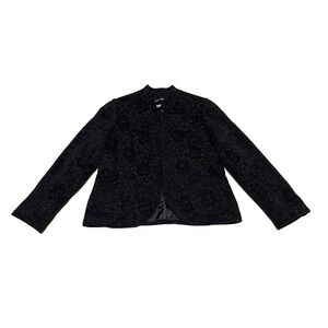 Coldwater Creek Dark Tapestry Blazer Womens Size Medium Navy Cottage Core Office